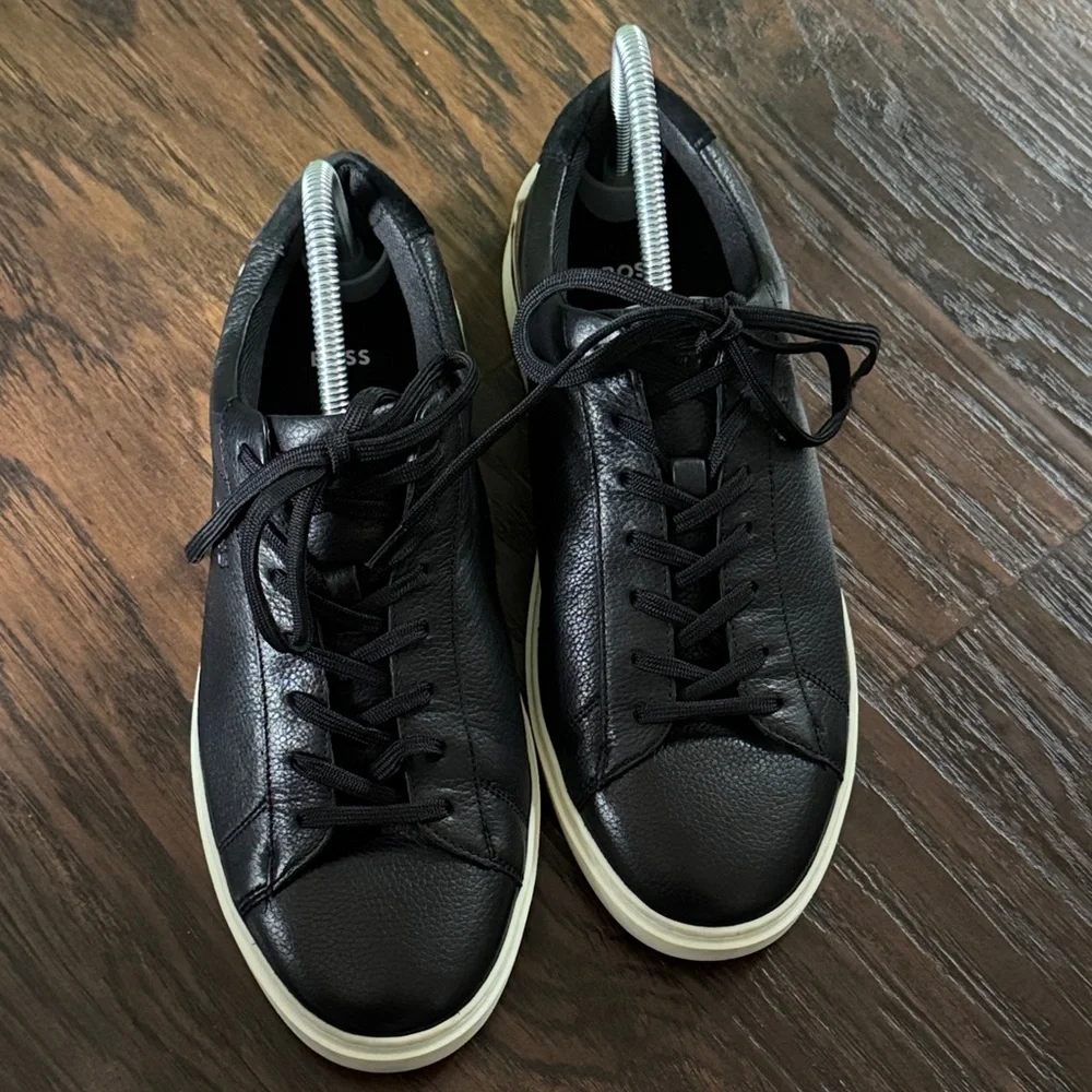 BOSS Men's Low Profile Leather Lace Up Sneaker